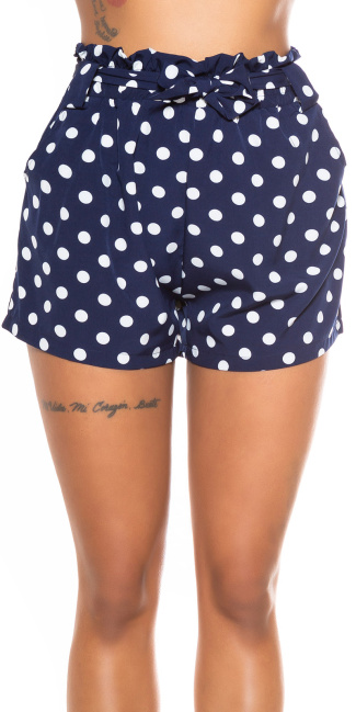 Polka Dot Summer Shorts with Pockets Navy